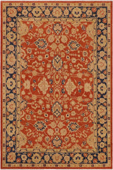 handmade Traditional Kafkaz Rust Blue Hand Knotted RECTANGLE 100% WOOL area rug 9 x 12